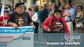  Presentation with communist - Presentation theme consisting of porto-portugal-may-1-2019 background and a seafoam green colored foreground