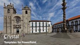  Presentation with monuments - Audience pleasing slides consisting of porto-portugal-may-8-2017 backdrop and a gray colored foreground