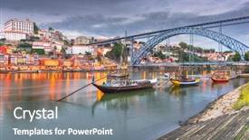 Presentation with skyline - PPT theme having porto portugal old town skyline background and a gray colored foreground