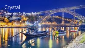  Presentation with skyline - Presentation design having porto-portugal-old-town-skyline background and a navy blue colored foreground