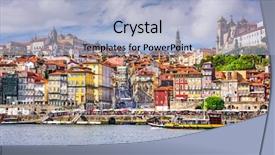  Presentation with skyline - Colorful slide set enhanced with gaia - porto portugal old town skyline backdrop and a light blue colored foreground