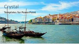  Presentation with skyline - Presentation having porto-portugal-old-town-skyline background and a arctic colored foreground