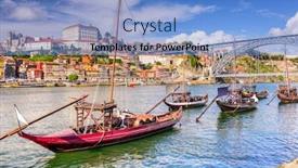  Presentation with river port - PPT layouts featuring gaia - porto portugal on the douro background and a teal colored foreground