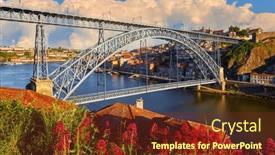  Presentation with monastery - Presentation theme consisting of porto-portugal-view-at-ponte background and a tawny brown colored foreground