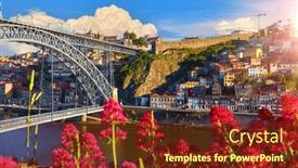  Presentation with monastery - Presentation design featuring porto-portugal-view-at-ponte background and a tawny brown colored foreground
