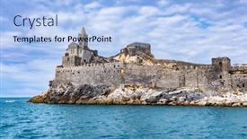  Presentation with peter - PPT layouts with porto-venere-italy-with-church background and a light blue colored foreground
