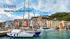  Presentation with marina - Presentation featuring porto-venere-marina-in-italy background and a light blue colored foreground