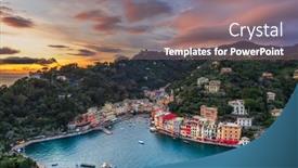  Presentation with metropolitan - Slide set consisting of portofino-italy-fishing-village background and a gray colored foreground