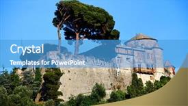  Presentation with coast - Cool new PPT layouts with portofino-ligurian-coast-italy backdrop and a teal colored foreground