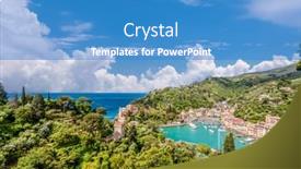  Presentation with coast - Slide deck featuring portofino-village-on-ligurian-coast background and a teal colored foreground