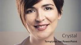  Presentation with hair - Beautiful presentation design featuring portrairt-of-a-beautiful-woman backdrop and a coral colored foreground