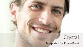  Presentation with successful - Audience pleasing theme consisting of portrait-a-successful-modern-guy backdrop and a soft green colored foreground