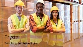  Presentation with black business - Cool new slide set with portrait-african-black-warehouse-supervisor backdrop and a gold colored foreground