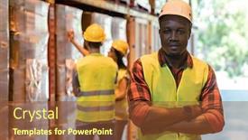  Presentation with inventory - Amazing presentation theme having portrait-african-black-warehouse-supervisor backdrop and a tawny brown colored foreground
