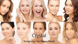  Presentation with people collage - Beautiful presentation theme featuring portrait and beauty concept - collage backdrop and a lemonade colored foreground