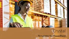  Presentation with distribution - Presentation consisting of portrait-asian-female-warehouse-worker background and a gold colored foreground