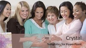  Presentation with baby shower - Slide set consisting of portrait at a baby shower background and a coral colored foreground