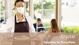  Presentation with food mask - Presentation enhanced with portrait-attractive-asian-waitress-wear background and a coral colored foreground
