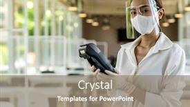  Presentation with contactless - Amazing presentation theme having portrait-attractive-asian-waitress-wear backdrop and a gray colored foreground