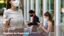  Presentation with queue - Beautiful presentation featuring portrait-attractive-asian-waitress-wear backdrop and a violet colored foreground