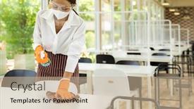  Presentation with alcohol - Audience pleasing presentation theme consisting of portrait-attractive-asian-waitress-wear backdrop and a soft green colored foreground