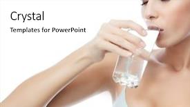  Presentation with drinking water - Cool new presentation with portrait attractive caucasian woman isolated white studio shot drinking water backdrop and a white colored foreground