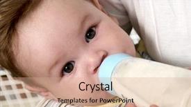  Presentation with milk baby - PPT theme consisting of portrait baby drinking milk background and a coral colored foreground