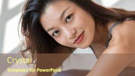  Presentation with sunlight - PPT theme enhanced with portrait-beautiful-asian-girl-sitting background and a tawny brown colored foreground
