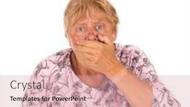  Presentation with finger - Theme enhanced with portrait-blonde-senior-woman background and a lemonade colored foreground