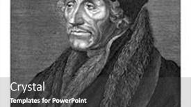  Presentation with erasmus - Colorful theme enhanced with portrait-bust-of-the-scholar backdrop and a dark gray colored foreground