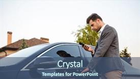  Presentation with car door - Colorful PPT layouts enhanced with suit opening driver's door backdrop and a ocean colored foreground