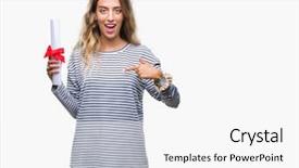  Presentation with certificate - Theme consisting of portrait certificates - beautiful young blonde woman holding background and a white colored foreground