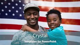  Presentation with african american - Slides having portrait-close-up background and a teal colored foreground