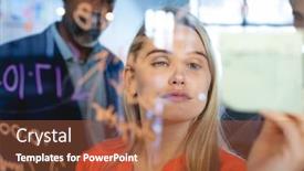  Presentation with african american meeting - Cool new slide set with portrait-close-up backdrop and a red colored foreground