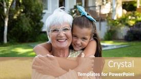  Presentation with home garden - PPT theme enhanced with portrait-close-up background and a coral colored foreground