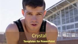  Presentation with sports field - Presentation consisting of portrait-close-up background and a tawny brown colored foreground