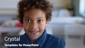  Presentation with hair dress - Presentation design featuring portrait-close-up background and a  colored foreground