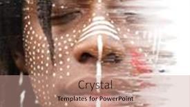  Presentation with give - Colorful PPT theme enhanced with portrait-closeup-digitally-manipulated backdrop and a coral colored foreground