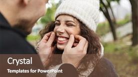  Presentation with wind energy close up portrait - Slide deck consisting of portrait closeup of joyous people background and a tawny brown colored foreground