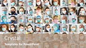  Presentation with face masks - Cool new theme with portrait-collage-of-people backdrop and a coral colored foreground