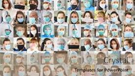  Presentation with people collage - Slide set with portrait-collage-of-people background and a coral colored foreground