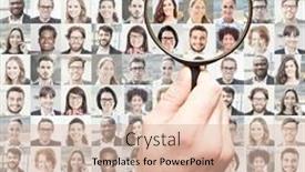  Presentation with people collage - Presentation enhanced with portrait-collage-with-business-people background and a  colored foreground