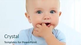  Presentation with cute baby - Amazing slides having portrait of cute baby close backdrop and a sky blue colored foreground