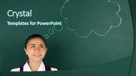  Presentation with blackboard - Audience pleasing PPT layouts consisting of portrait cute dreaming schoolgirl classroom - beautiful little girl standing near backdrop and a  colored foreground
