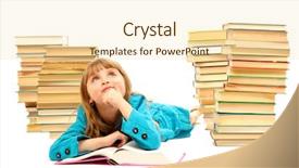  Presentation with books - Presentation theme featuring portrait cute dreaming schoolgirl classroom - little girl with a books background and a  colored foreground