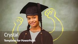  Presentation with flexing - Presentation design consisting of portrait cute dreaming schoolgirl classroom - vector image of hand flexing background and a tawny brown colored foreground