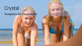  Presentation with christmas bikini - Cool new PPT theme with portrait enjoying in bikini backdrop and a light blue colored foreground