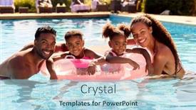  Presentation with summer holiday - PPT layouts with portrait-family-on-summer-holiday background and a light blue colored foreground