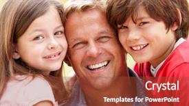  Presentation with children - Beautiful presentation design featuring portrait father and children outdoors backdrop and a tawny brown colored foreground