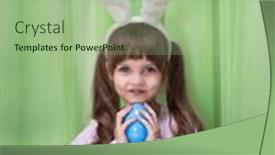  Presentation with high quality - Presentation design with portrait-funny-little-girl background and a mint green colored foreground